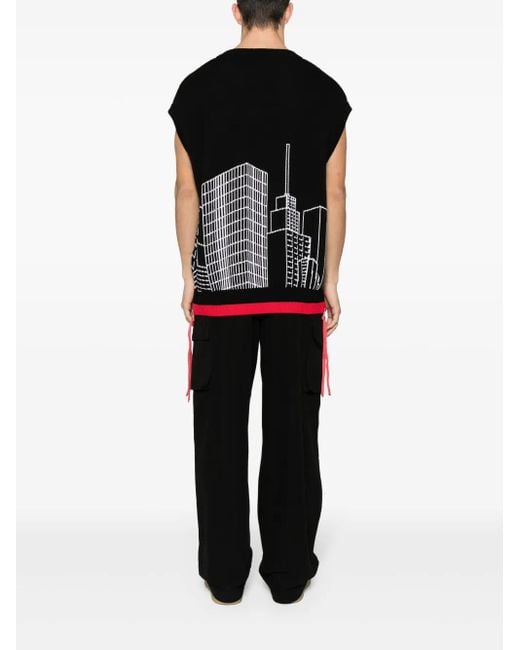 Off-White c/o Virgil Abloh Black Off- V Neck Sleeveless Knit Jumper Sweater for men