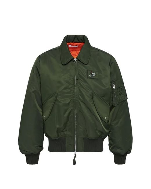 JUNTAE KIM Green Embroidery Flight Jacket for men