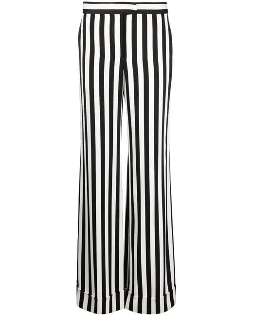 Moschino White Striped Wide-Leg Satin Pants