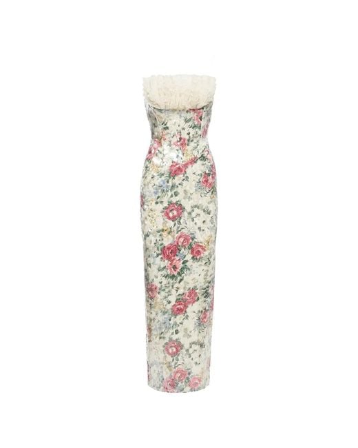Nissa White Sequin-Embellished Ruffled Midi Dress