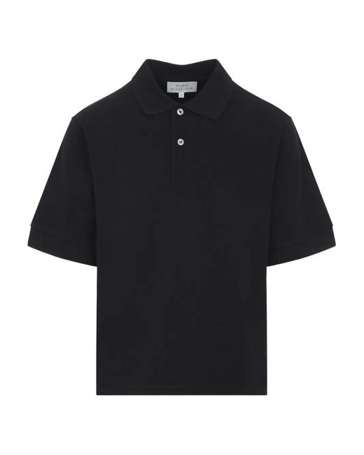 Studio Nicholson Black Button Short-Sleeve Polo Shirt for men