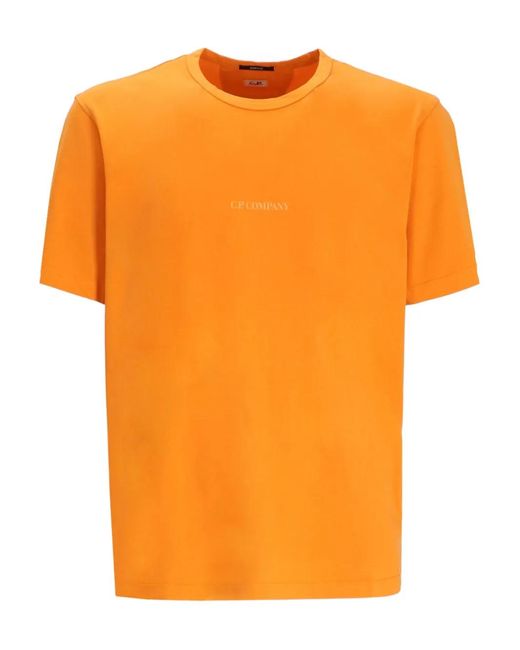 C P Company Orange T-Shirt En Coton À Logo Imprimé for men