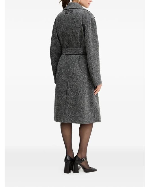 Iceberg Gray Belted Double-Breasted Coat