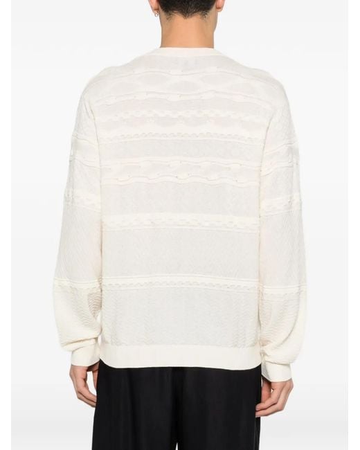 Emporio Armani White Sweater Henley Collar for men