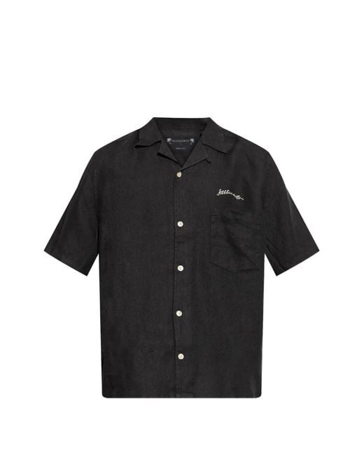 AllSaints Black Wilder Embroidered Shirt for men