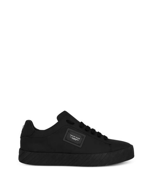 Philipp Plein Black Logo-Plaque Lace-Up Sneakers