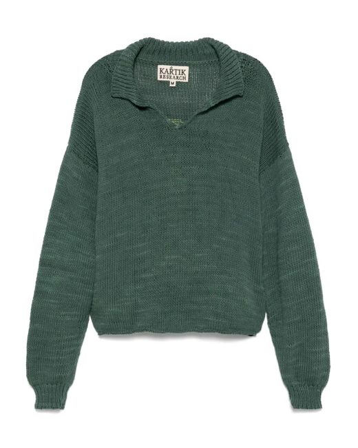Maglione Con Logo A Intarsi di Kartik Research in Green da Uomo