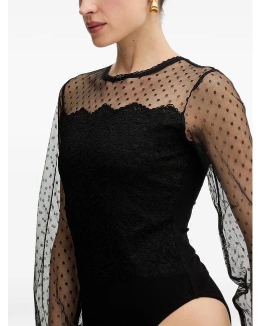Morgan Black Polka-Dot Lace Top