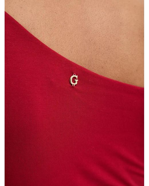 Guess Red One-Shoulder Long-Sleeve Top