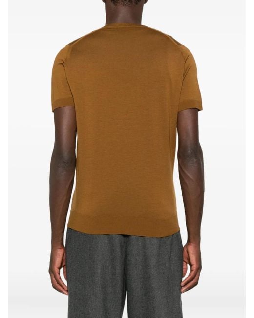 John Smedley Brown Short-Sleeved Sweater for men