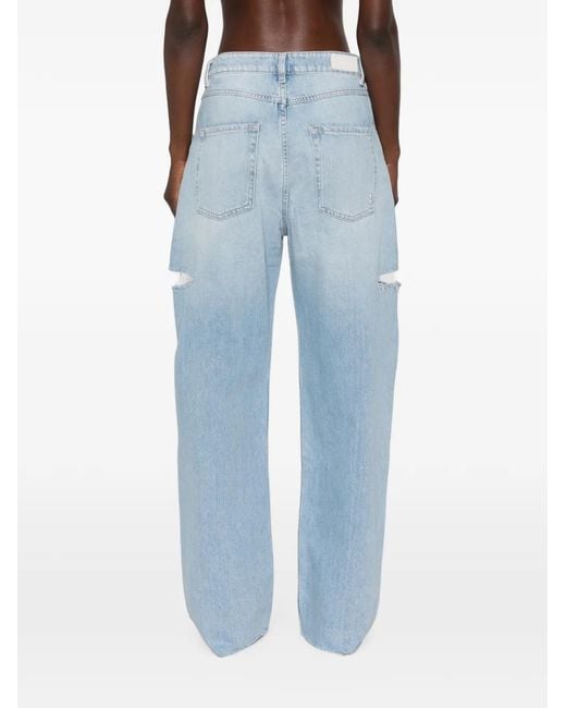 ICON DENIM Blue Poppy Distressed Wide-Leg Jeans