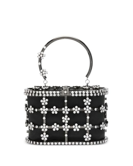 Rosantica Black Mini Holli Crystal-Embellished Top-Handle Tote Bag