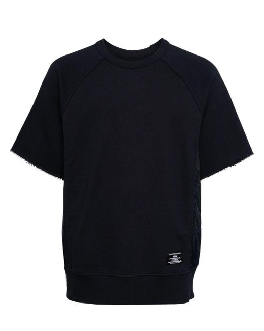 Alpha Industries Black Logo-patch Short-sleeve Sweatshirt for men