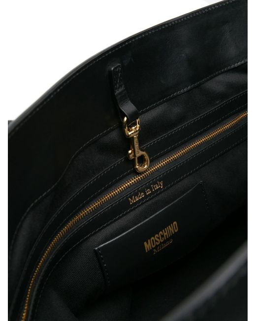 Moschino Black Logo-print Interwoven Leather Tote Bag