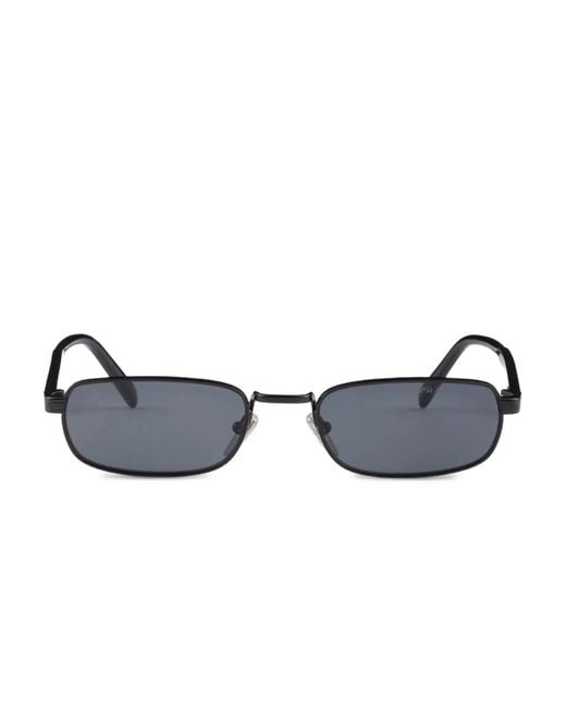 Prada Black Logo-Plaque Rectangle-Frame Sunglasses for men