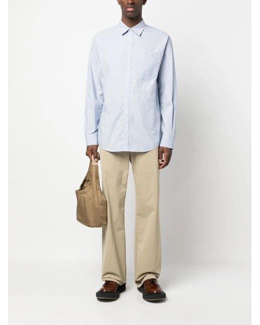 DSquared² Blue Stripe-Pattern Cotton Shirt for men