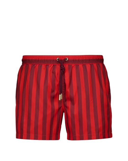 Orlebar Brown Red Jack Stripe-Pattern Swim Shorts for men