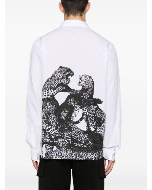 Just Cavalli Hemd mit Jaguar-Print in White für Herren