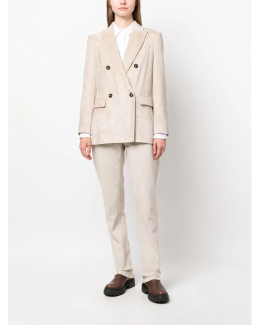 Brunello Cucinelli Natural Double-breasted Corduroy Blazer