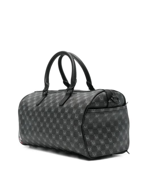 Sprayground Black Check-Pattern Shark Holdall for men