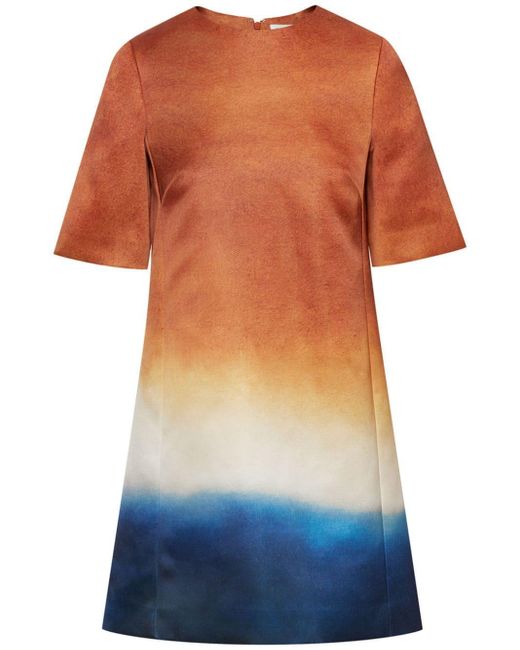 Robe courte à imprimé abstrait Oscar de la Renta en coloris Orange