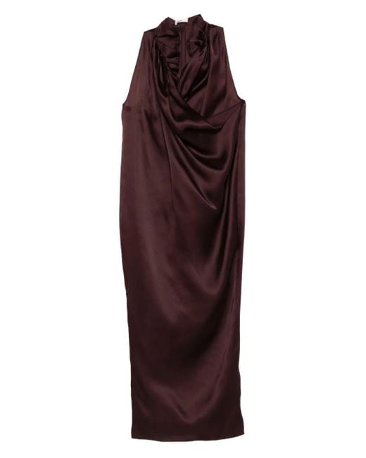 Khaite Purple Draped Silk Dress