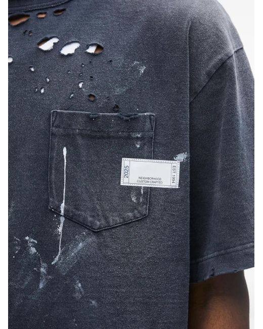 Neighborhood Blue Distressed T-shirt for men