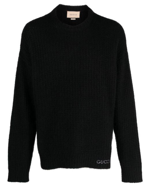 Gucci Black Ribbed-knit Cashmere-silk Jumper for men