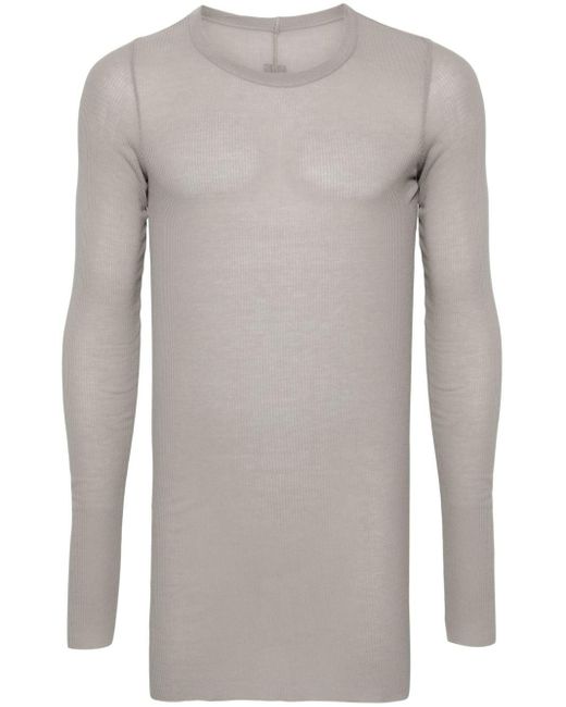 Rick Owens Langes geripptes T-Shirt in Gray für Herren