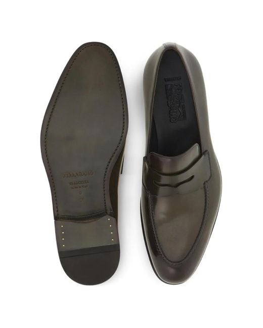 Ferragamo Green Tramezza Penny Loafers for men