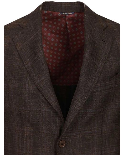 Al Duca D'aosta Black Checked Single-Breasted Blazer for men