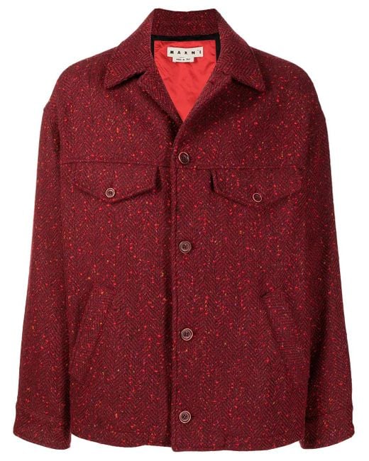 Marni Red Herringbone-Effect Jacket for men