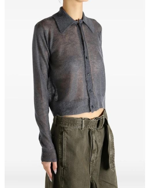 Auralee Black Buttoned Collared Cardigan