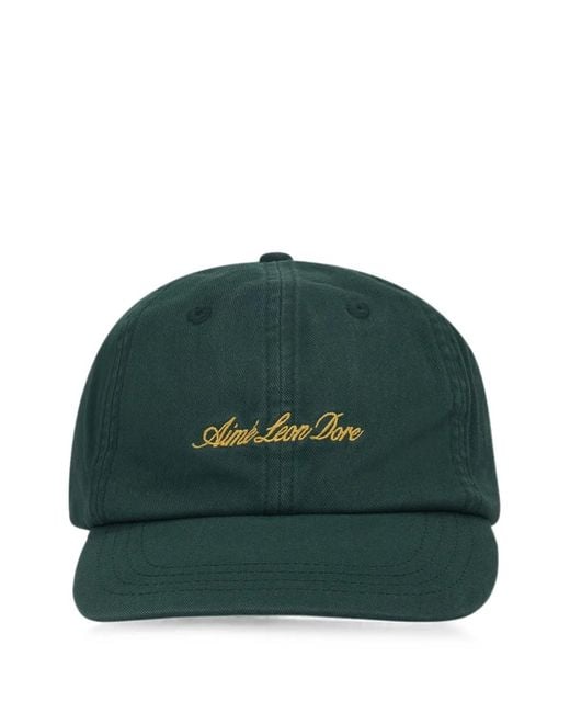 Aimé Leon Dore Green Logo-Embroidered Washed Baseball Cap for men
