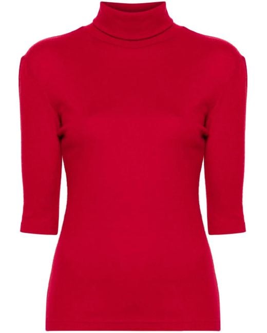 Yohji Yamamoto Red Roll-Neck Top