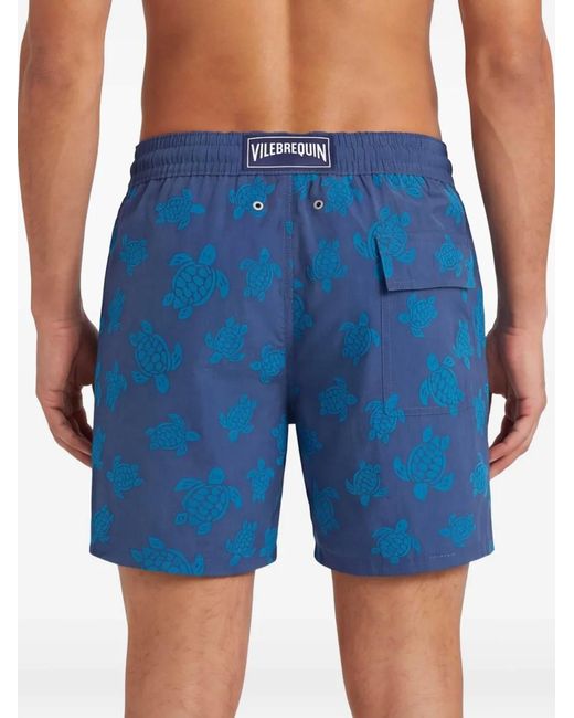 Vilebrequin Blue Ronde Des Tortues Drawstring Print Shorts for men