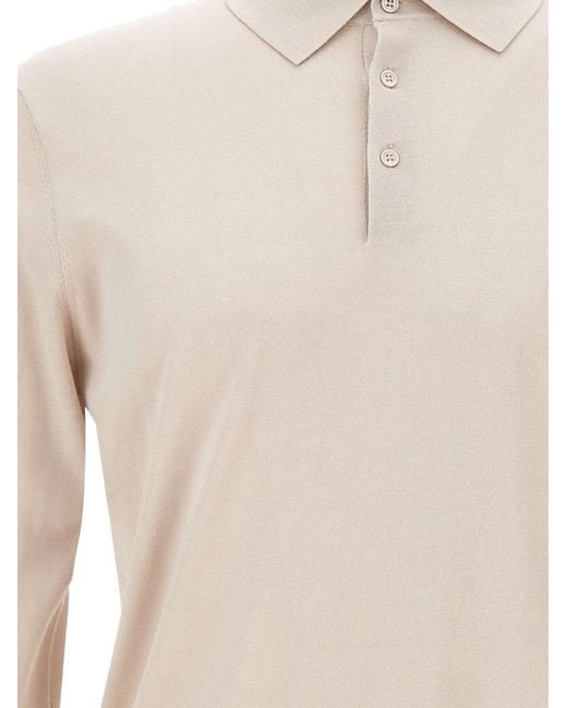 Kangra White Long-Sleeve Ribbed Polo for men