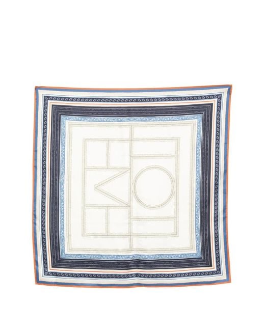 Totême Blue Geometric-Print Scarf