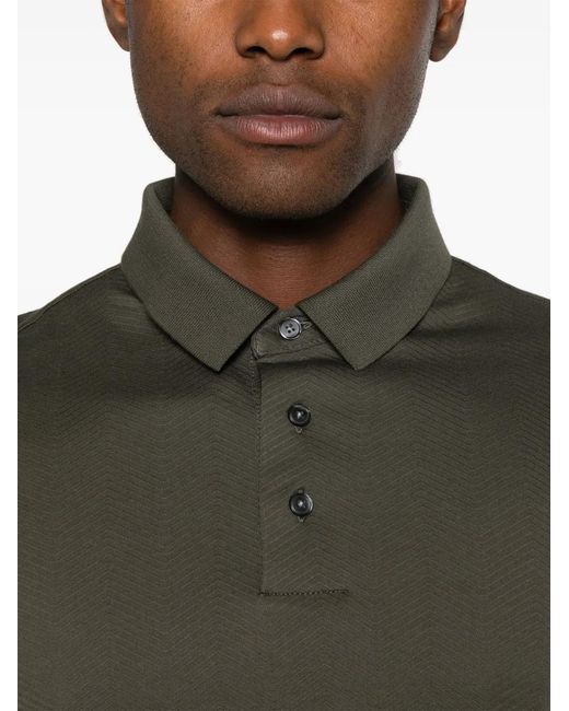 Emporio Armani Green Patterned-Jacquard Polo Shirt for men