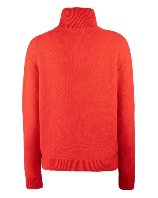 A.P.C. Red Thea Cable-Knit Button Sweater
