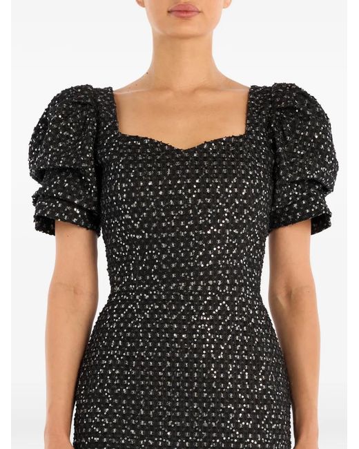 POST MERIDIEM Black Sweetheart-Neck Midi Dress