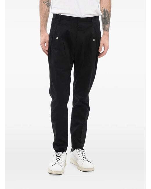 Corneliani Black Pleated Chino Trousers for men