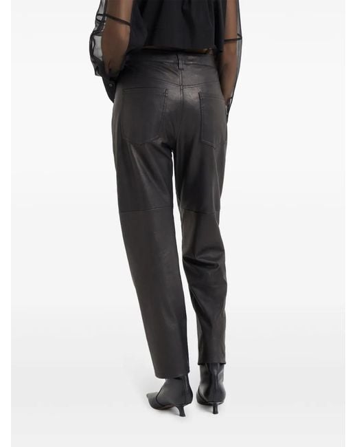Brunello Cucinelli Gray Leather Trousers