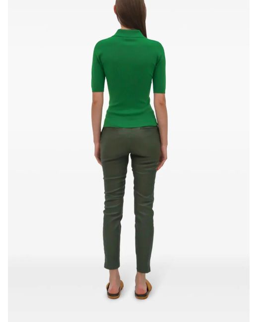 Rosetta Getty Geribbelde Polotop in het Green