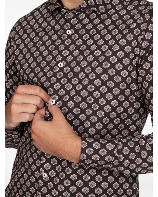 Tintoria Mattei 954 Gray Geometric-Print Shirt for men