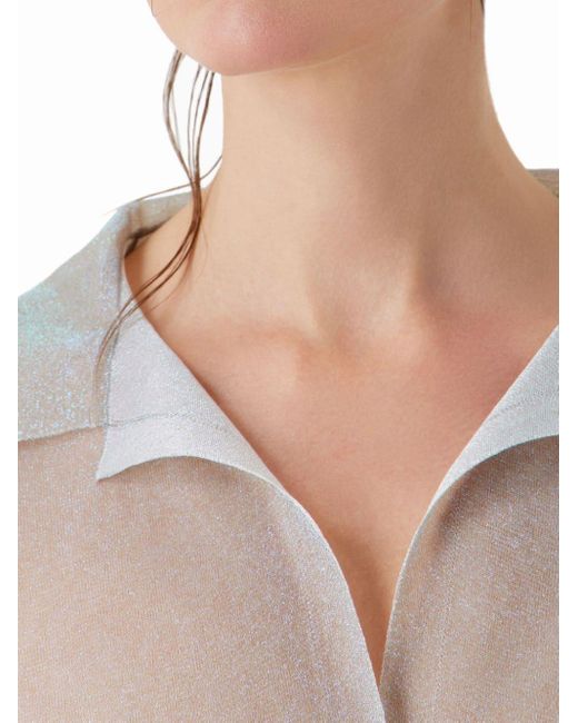 Giorgio Armani White Iridescent Semi-sheer Shirt