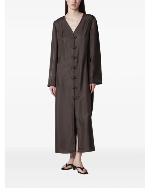 Rohe Brown Mandarin-Closure Silk Dress