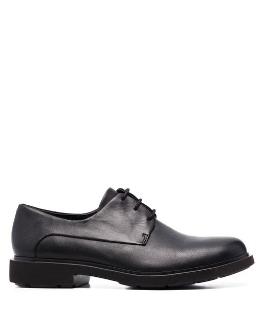 Camper Leather Front Laceup Fastening Shoes in Black Lyst