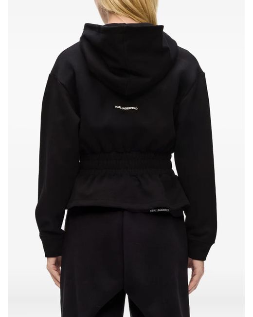 Karl Lagerfeld Blue Ikon Logo-Patch Hoodie