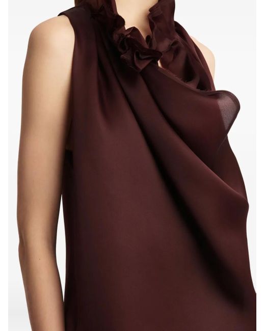 Khaite Purple Meegan Ruffled-Collar Top